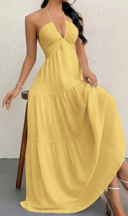 Women'S Plain Dress, Summer Clothes Women, Casual Sleeveless Backless Dress for Beach Holiday Vacation, Ladies Summer Clothes