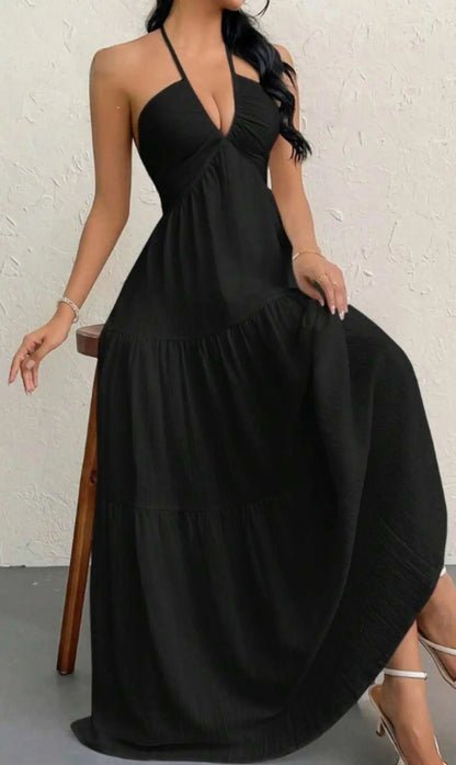 Women'S Plain Dress, Summer Clothes Women, Casual Sleeveless Backless Dress for Beach Holiday Vacation, Ladies Summer Clothes