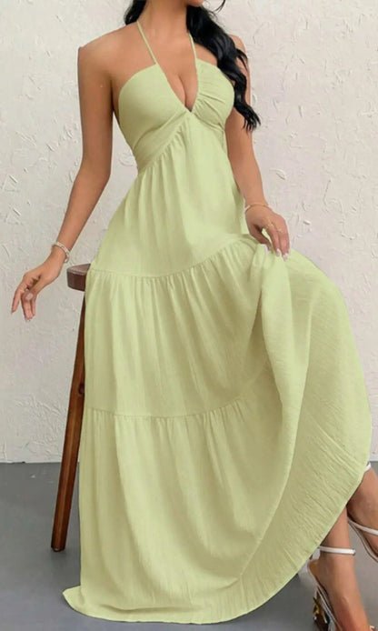 Women'S Plain Dress, Summer Clothes Women, Casual Sleeveless Backless Dress for Beach Holiday Vacation, Ladies Summer Clothes
