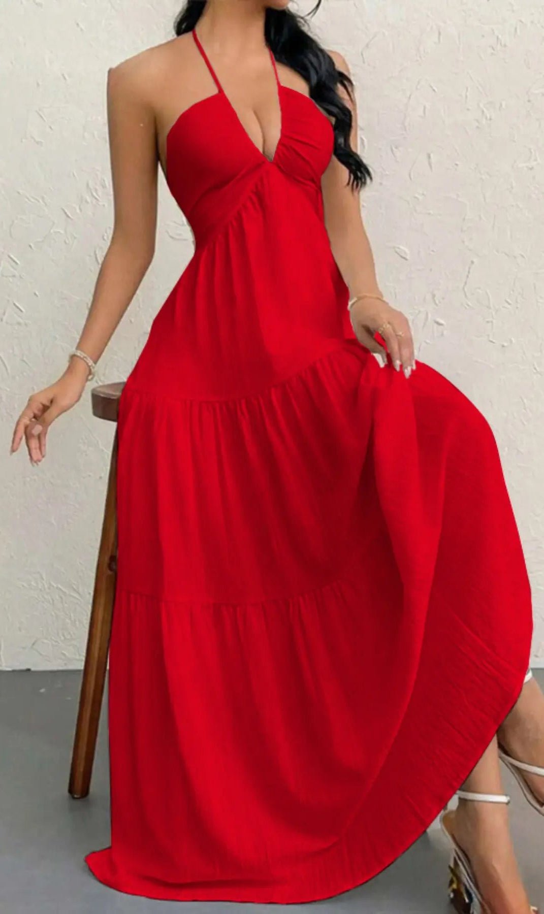 Women'S Plain Dress, Summer Clothes Women, Casual Sleeveless Backless Dress for Beach Holiday Vacation, Ladies Summer Clothes