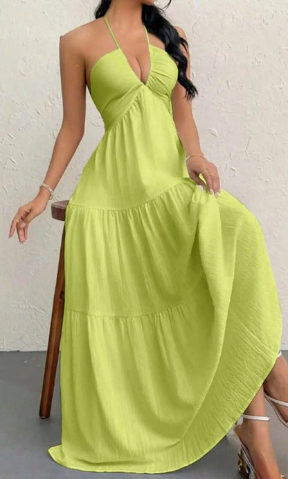 Women'S Plain Dress, Summer Clothes Women, Casual Sleeveless Backless Dress for Beach Holiday Vacation, Ladies Summer Clothes